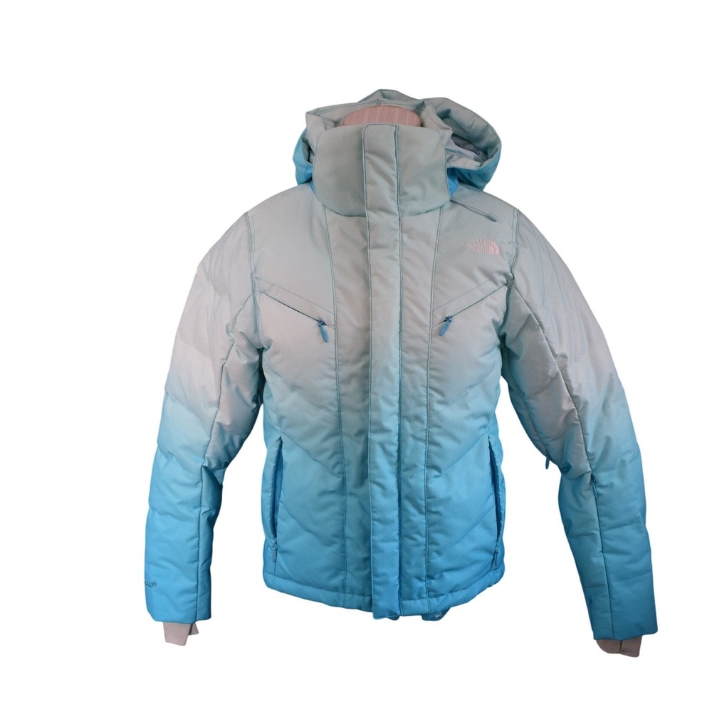 The North Face Ski Jacket XS Blue Ombre 700 Down RECCO Hooded Womens Puffer